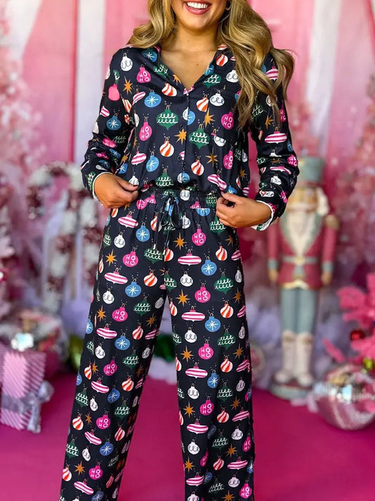 Colorful Christmas Shirt and Pants Pajama Set