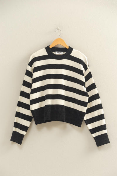 Striped Sweater With Ribbed Edge