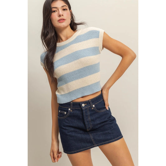 Ribbed Striped Knit Top