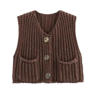 Solid Color Crop Sweater Vest