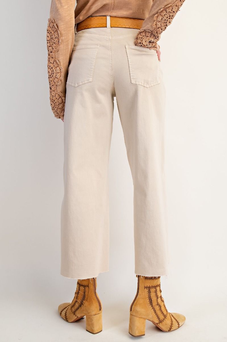 Button Front Stretch Twill Pants