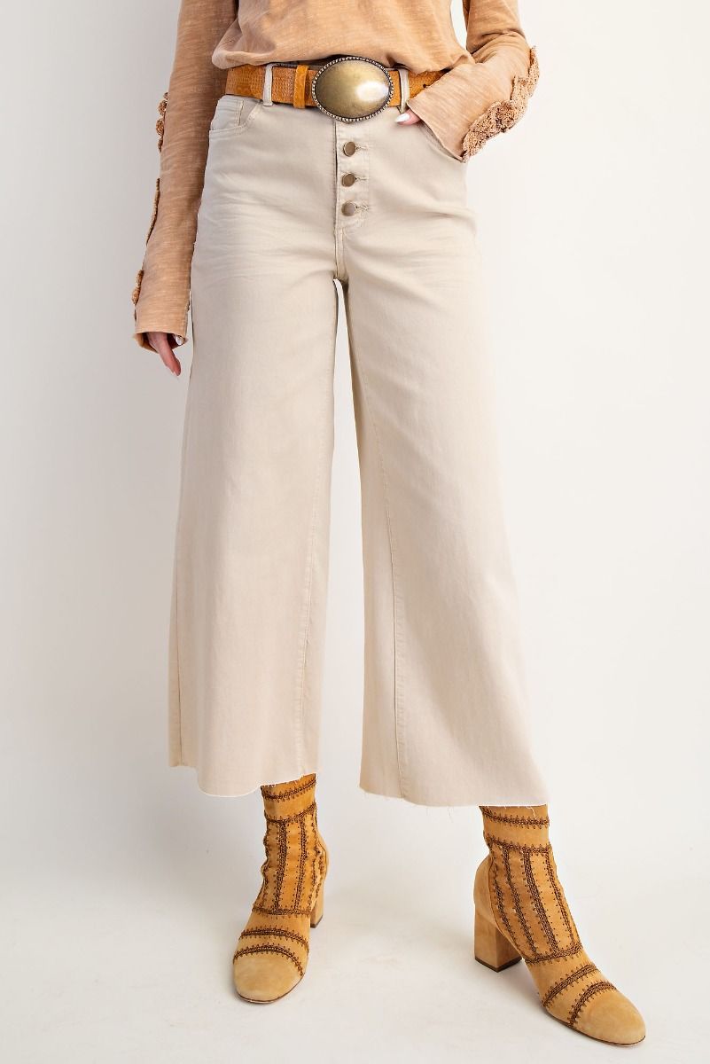 Button Front Stretch Twill Pants