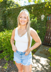 Ivory Double Plunge Bodysuit