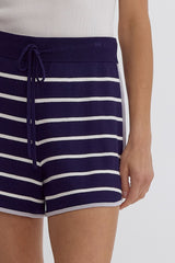 High Waisted Striped Knit Shorts