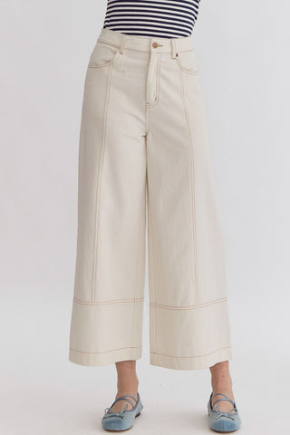 Denim High-Waisted Wide-Leg Pants