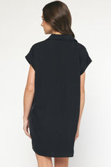 Collared Short Sleeve Mini Dress