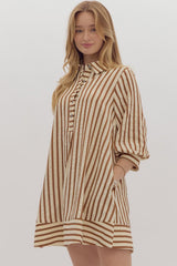 Striped Seersucker Pullover Mini Dress