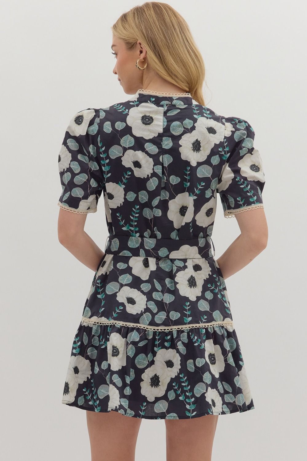 Floral Print Short Sleeve Mini Dress