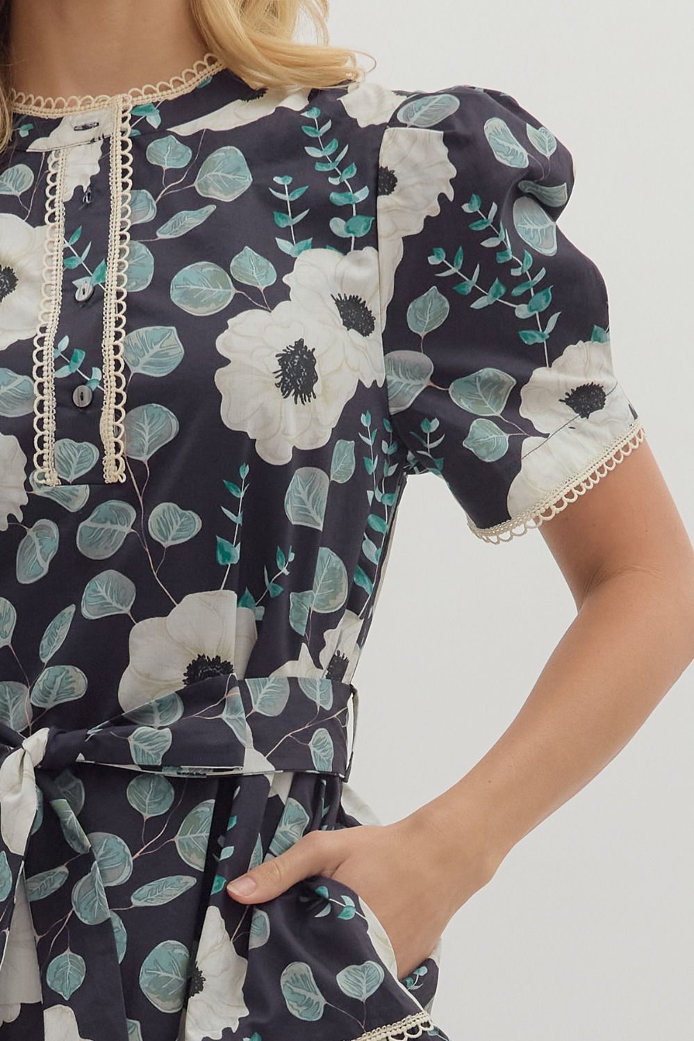 Floral Print Short Sleeve Mini Dress