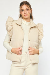 Solid Quilted Collared Button-Up Vest