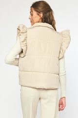 Solid Quilted Collared Button-Up Vest