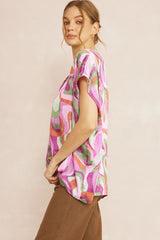 V-Neck Abstract Placket Detail