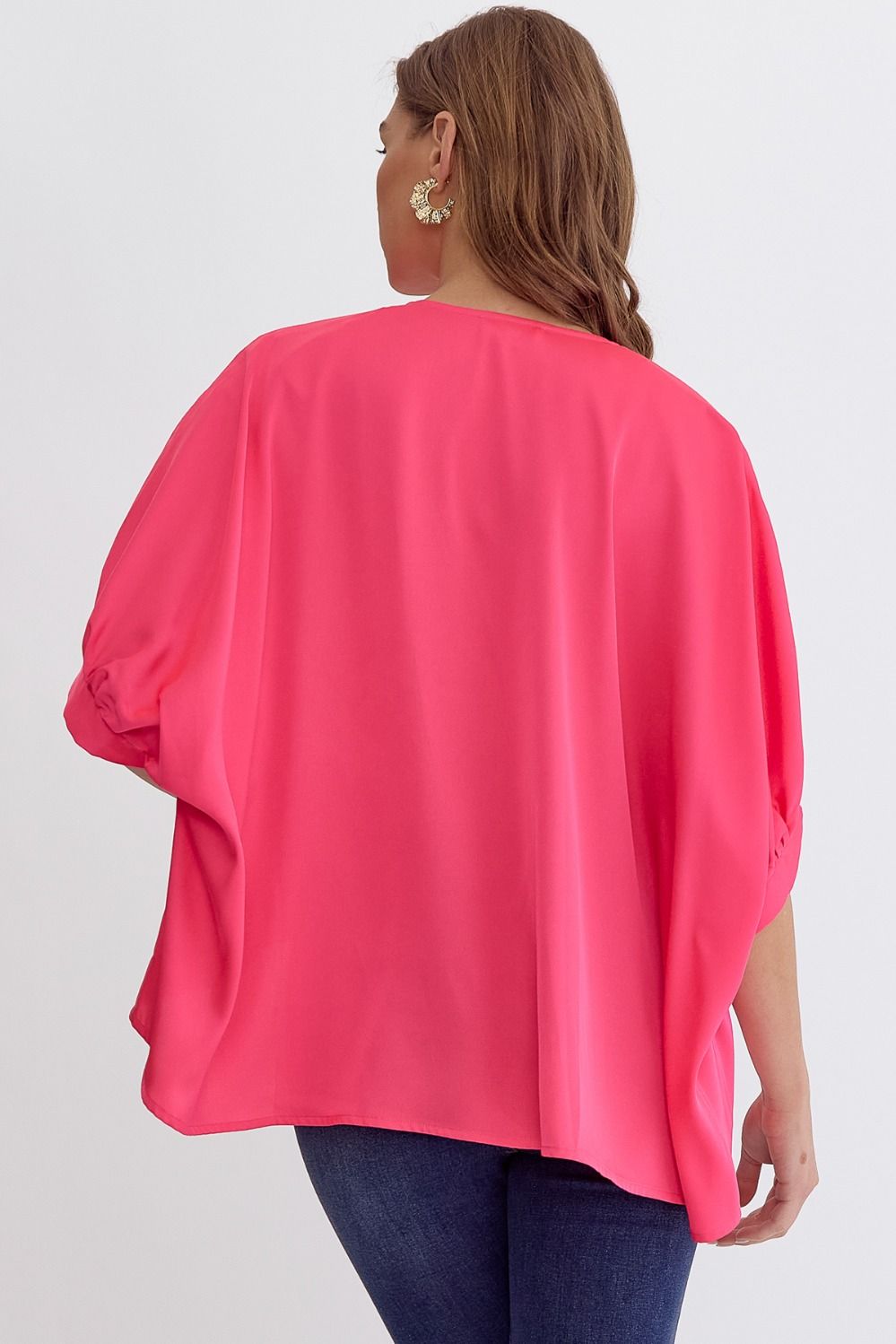 Satin V-Neck 1/2 Sleeve Top