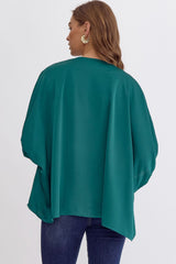 Satin V-Neck 1/2 Sleeve Top