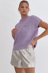 Solid Knitted Cropped Mock Neck Sweater