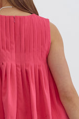 Pleated Sleeveless Cropped Ruffled Detail Top