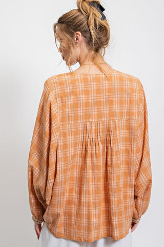 Plaid Cotton Voile Embroidery Top