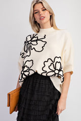 Flower Pattern Knitted Sweater