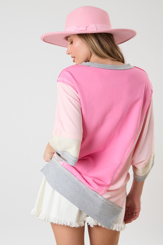 Color Block Thermal Oversized T-Shirt