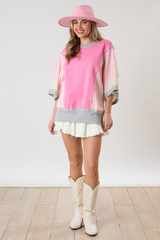 Color Block Thermal Oversized T-Shirt