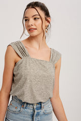 Ruched Feminine Ribbed Top
