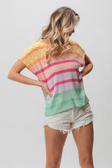 Multi Color Striped Sweater Top