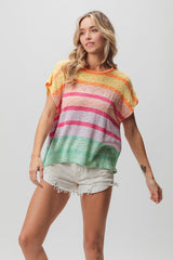 Multi Color Striped Sweater Top