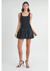 Scoop Neckline Sleeveless Bubble Hem Mini Dress