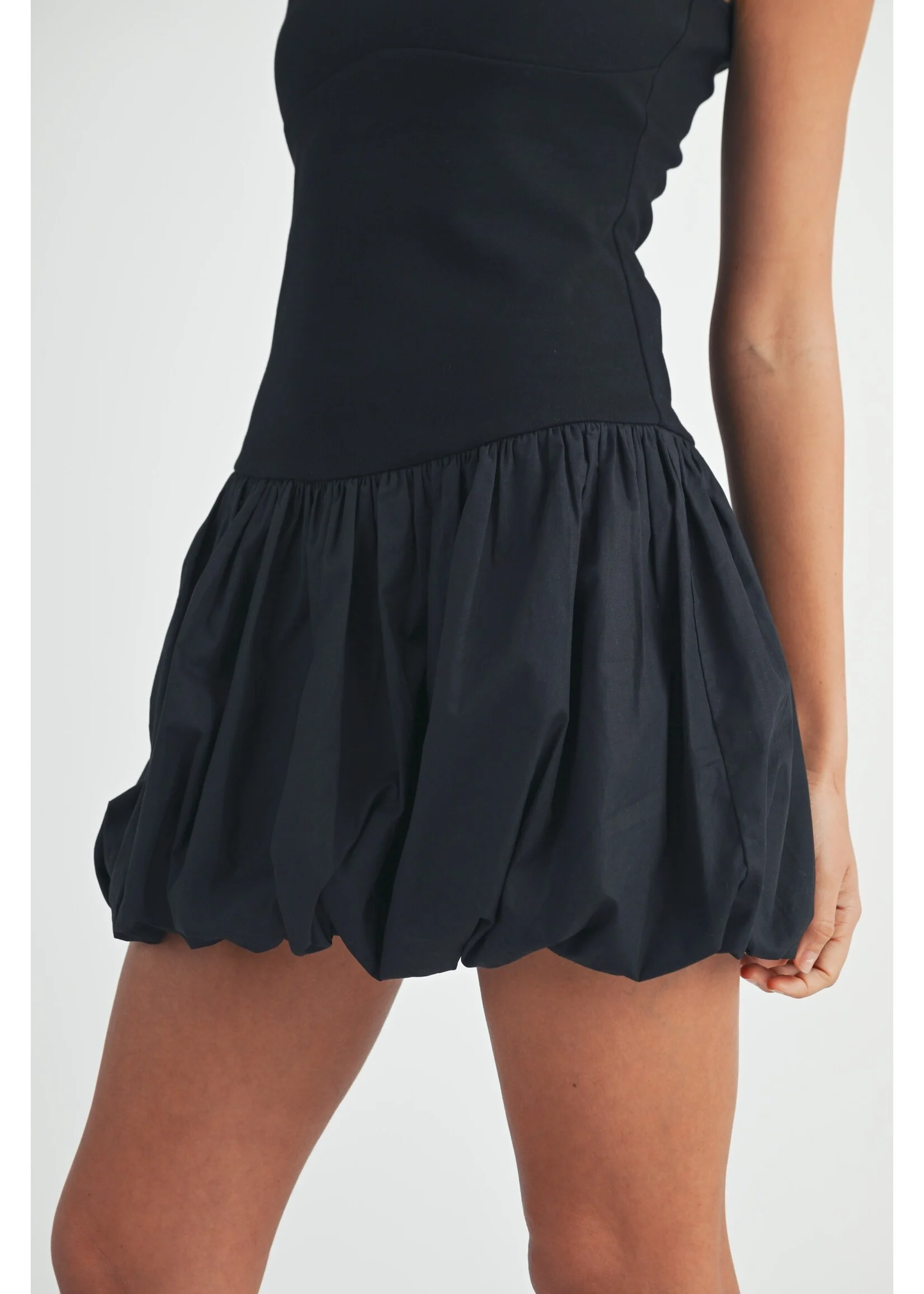 Scoop Neckline Sleeveless Bubble Hem Mini Dress