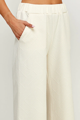 Crochet Trimmed Soft Cropped Wide Texture Lounge Pants