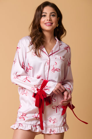 Satin Bow Pajama Set