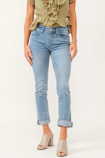 Dear John - Blaire Mid Rise Cuffed Slim Straight Jeans