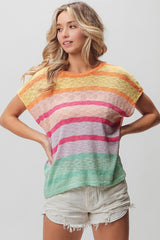 Multi Color Striped Sweater Top