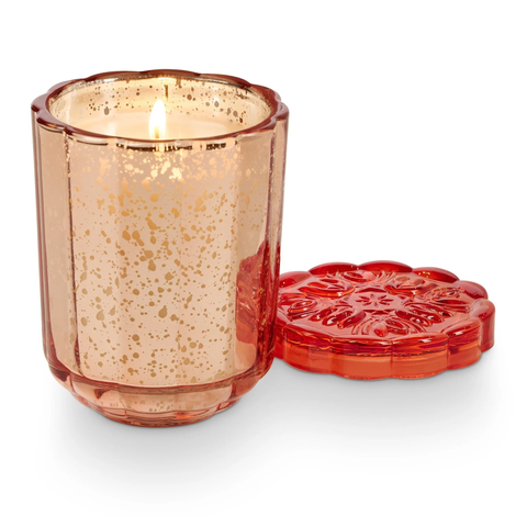 Blood Orange Dahlia Pearl Glass Candle