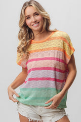 Multi Color Striped Sweater Top