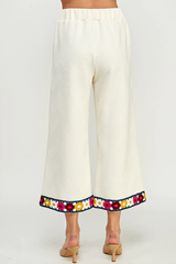 Crochet Trimmed Soft Cropped Wide Texture Lounge Pants