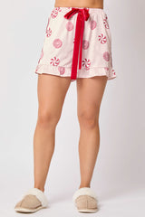 Satin Bow Peppermint Pajama Short Set