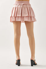 Pink Ruffle Tiered Skirts With Tessels