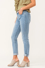 Blaire Mid Rise Cuffed Slim Straight Jeans