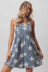 Star Washed Denim Shortalls