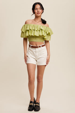 Tiered Ruffle Smocked Crop Top