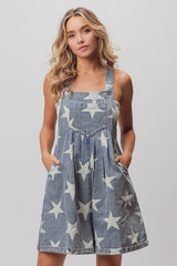 Star Washed Denim Shortalls