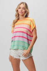 Multi Color Striped Sweater Top