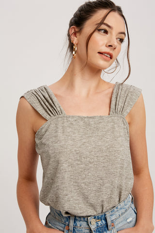 Ruched Feminine Ribbed Top