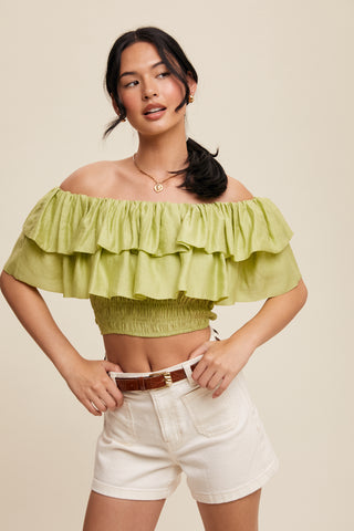 Tiered Ruffle Smocked Crop Top