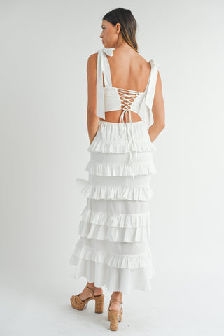 Tube Top And Tiered Ruffle Maxi Skirt Set