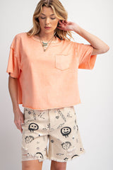 Mineral Washed Cropped Short Sleeve Top