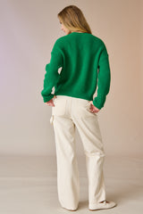 Olivia Loose Fit Green Merry Knit Pullover