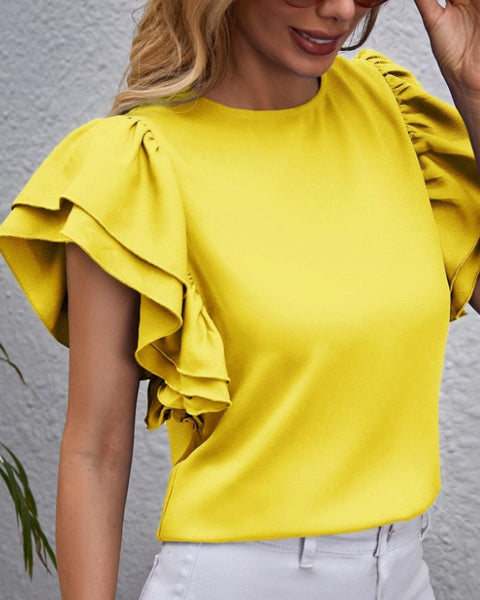 Butterfly Sleeve Solid Top