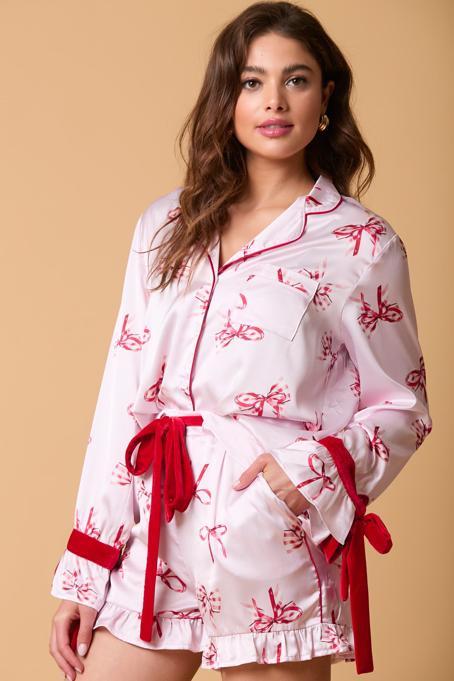 Satin Bow Pajama Set